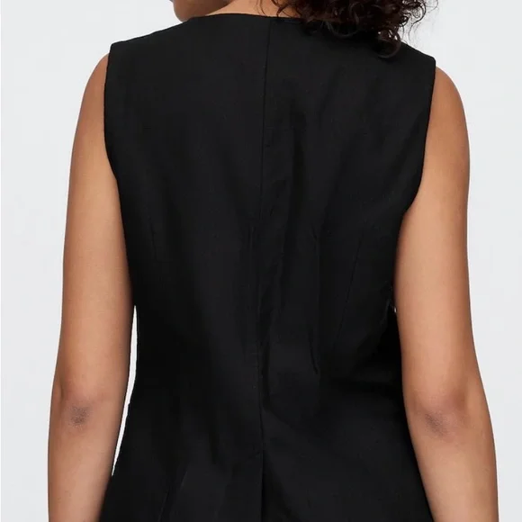 GAP Black Linen Longline Vest - Picture 2 of 5